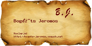Bogáts Jeromos névjegykártya